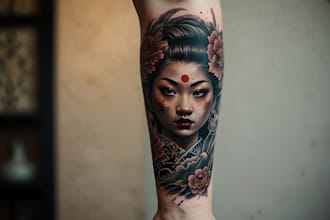 do a japanese style tattoo design and art