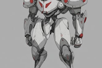create mecha or robotic illustration in detailed style