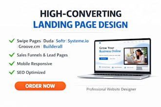 design swipe pages softr systeme io groove cm builderall duda landing page web