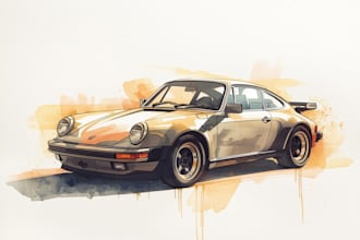 transform your car photo into a car illustration drawing