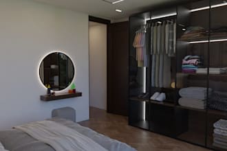 design realistic 3d cgi interior for bedroom bathroom and kitchen