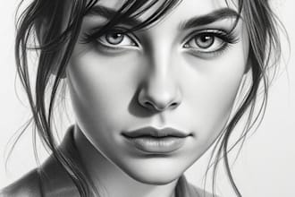 draw a detailed pencil or charcoal portrait