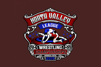 create a unique modern wrestling logo t shirt design