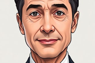 create a gorgeous hedcut wsj portrait style from photo