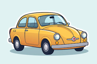 draw cartoon car and automotive illustration art