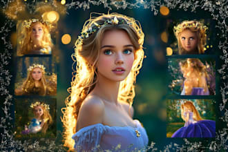 create a disney style portrait with magical fairy tale vibes