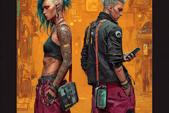 design cyberpunk character, original character design