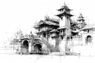 draw an architectural or interior sketch