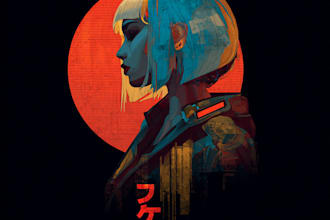 paint awesome futuristic cyberpunk style or mecha logo for you