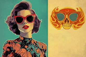 draw retro design or vintage design