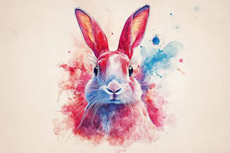 design update fantastic logo for show rabbits in watercolor