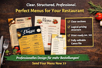 design canva german restaurant menu clean layout pricing structure print flyer