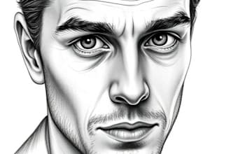 draw a awesome charcoal and pencil digital portrait illustration