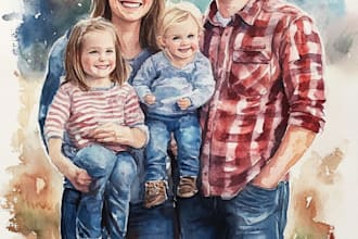 custom watercolor family portrait