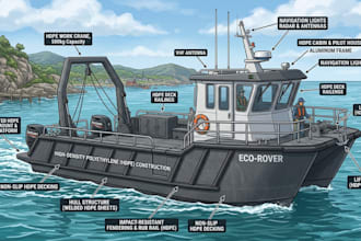 design custom boats, yachts, pontoons with hdpe and aluminum implementation