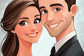 do couple caricature illustration for you