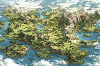 draw a fantasy map with digital watercolors