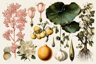 create vintage style botanical illustrations