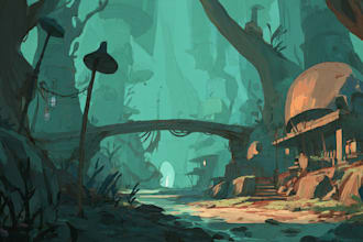 create stylized environment concept art, fantasy background