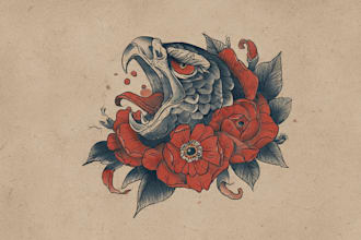 create a traditional style tattoo or illustration for you