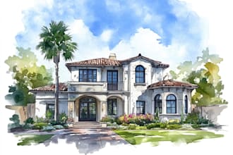 make watercolor house portrait
