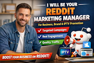 be your reddit marketing manager for business brand, bluesky iptv website promo