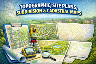 prepare topographic, site plans, subdivision and cadastral maps