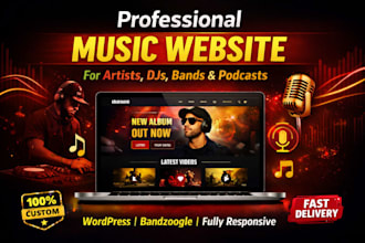 design professional music website, artist website, dj website, band or podcast