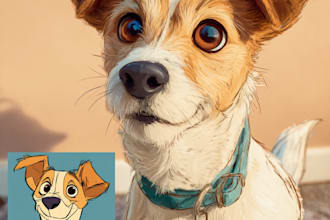 draw pet portrait into cartoon disney