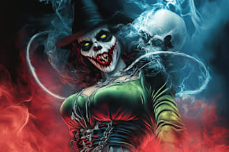 draw a horror and fantasy horror character art