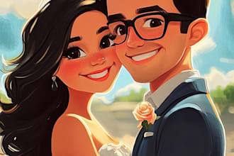 do couple caricature illustration for you
