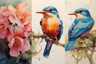 do watercolor painting of animals, botanicals, people