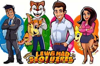 design high quality human and animal cartoon logo characters