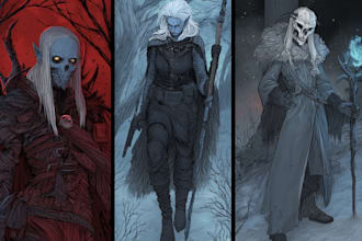 create a fantasy horror character art and horror art