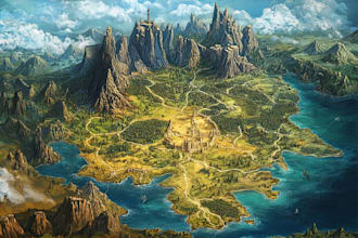 draw detailed hand drawn fantasy map battle map