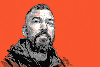 design linocut portrait illustration for gifts and branding