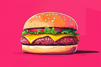 draw realistic food illustrations for menu or branding