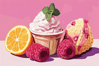 illustrate food and drink in watercolor style