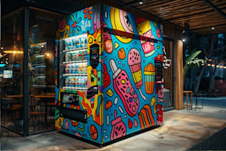 design creative vending machine wrap, atm machine wrap and custom machine wrap