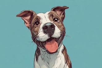 draw a cute cartoon portrait of your pet dog