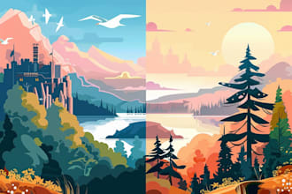 draw a flat vector landscape illustration