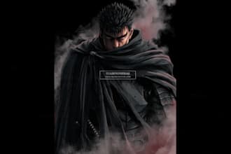 draw custom dark berserk style art in high quality