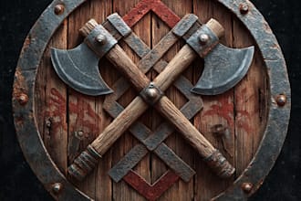 make medieval, fantasy, rpg, rustic, scifi and game logo