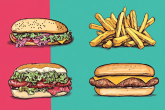 draw food and drink illustration for you
