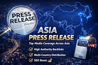 publish asia press release on top media sites with authority seo backlinks