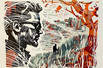 create artistic linocut illustration