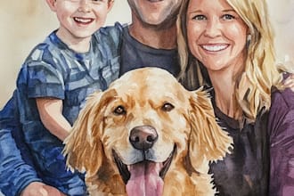 make watercolor family portrait