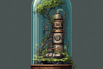 create steam capsule art in pixel art style