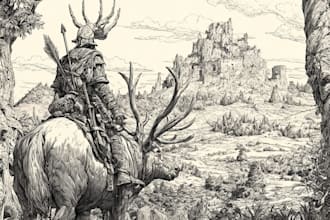 create free hand illustration fantasy with pen and ink