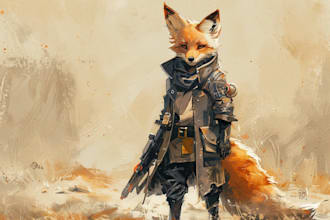 make a digital watercolor character art or furry for you